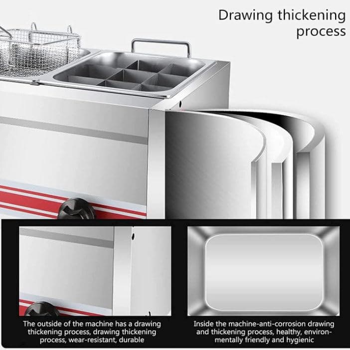 Friteuse à Gaz GPL En Acier Inoxydable Commerciale, Professionnelle Friteuse à Gaz Avec Panier Et Couvercle, Puissance De Feu Réglable Adaptée Au Poulet Frit Et Aux,Triplecylinder10L+10L+10L - 5