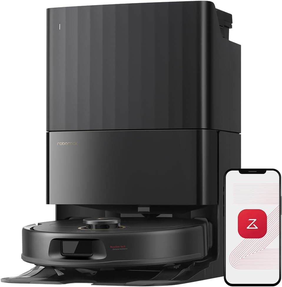 roborock Qrevo S5V Robot Vacuum Cleaner with Mop, FlexiArm Edge Mopping, 12,000Pa Suction, Dual Zero-Tangle System, Smart Obstacle Avoidance, 10mm Mop Lifting, All-in-One Dock, Black