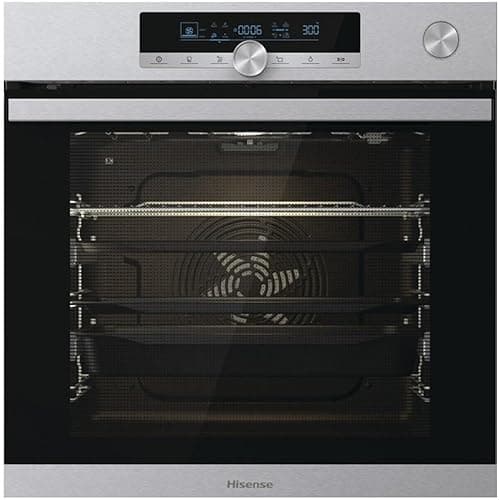 Hisense BSA66334PX Four pyrolytique à vapeur 100% + fonction friteuse à air sans huile, grande capacité 77 L, cuisson simultanée 5 niveaux, ventilateur XXL, Pizza mode 300°, portes amovibles inox