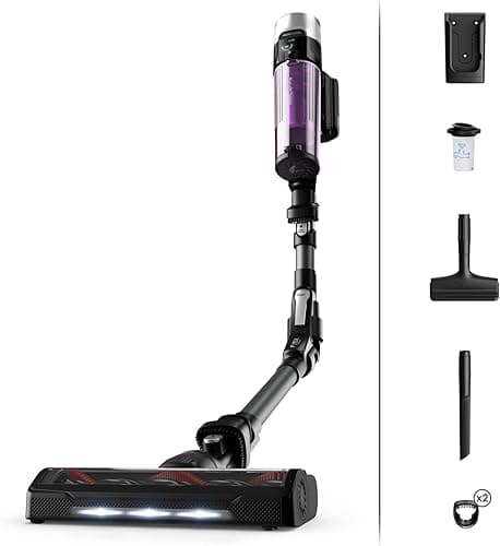Rowenta X-Force Flex 9.60 Allergie Aspirateur balai sans fil, Filtration Anti-Allergènes, Puissant 100AW, Ultra Léger, Autonomie 45min RH2038WO, Noir / Violet