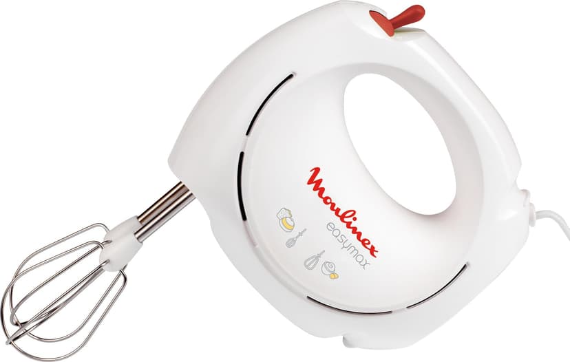 Moulinex Easymax, Batteur électrique, 200 W, 2 vitesses, 2 jeux de fouets inclus, Ergonomique, Compact, Blanc ABM11A30 - 1
