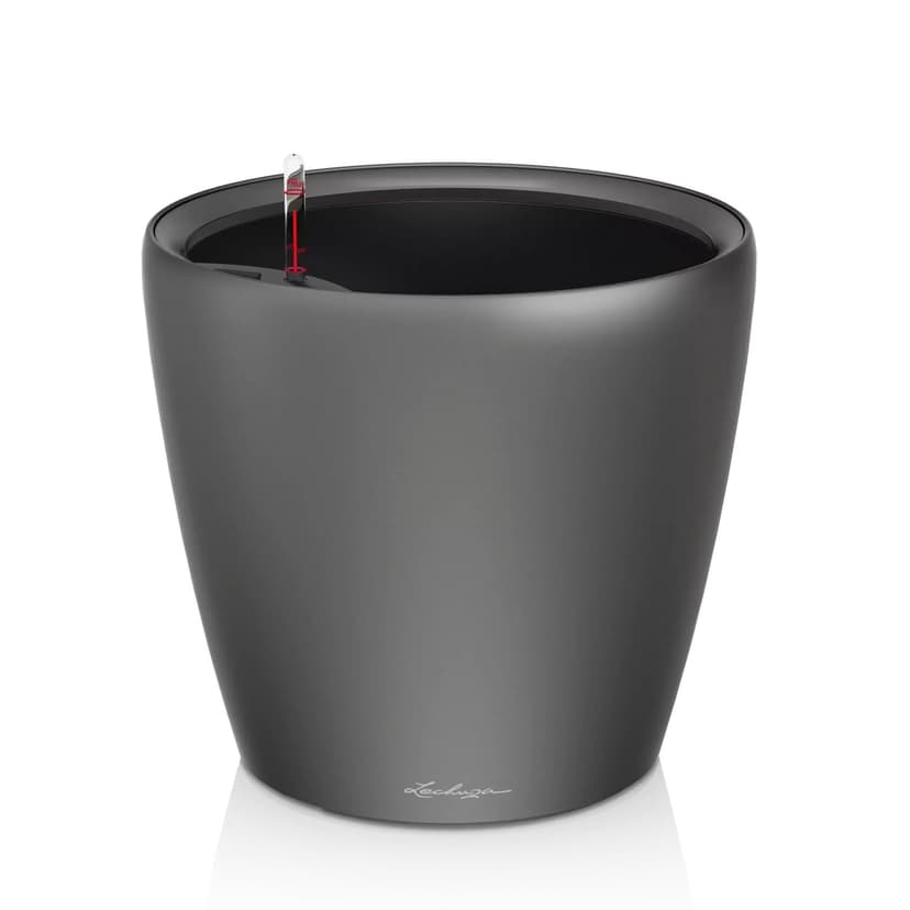 Lechuza Self Watering Plant Pot CLASSICO 43 LS Garden Flower Indoor and Outdoor Plastic Planter with Drainage Hole D43 H40 cm Charcoal Metallic - 1