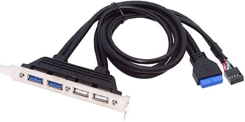 ChenYang USB Front Panel Header 9/10Pin & 19/20Pin to 2 USB 2.0 & 2 USB 3.0 Female Chassis Back Panel Port Extension Cable 0.5M with 12cm PCI-E Slot Bracket