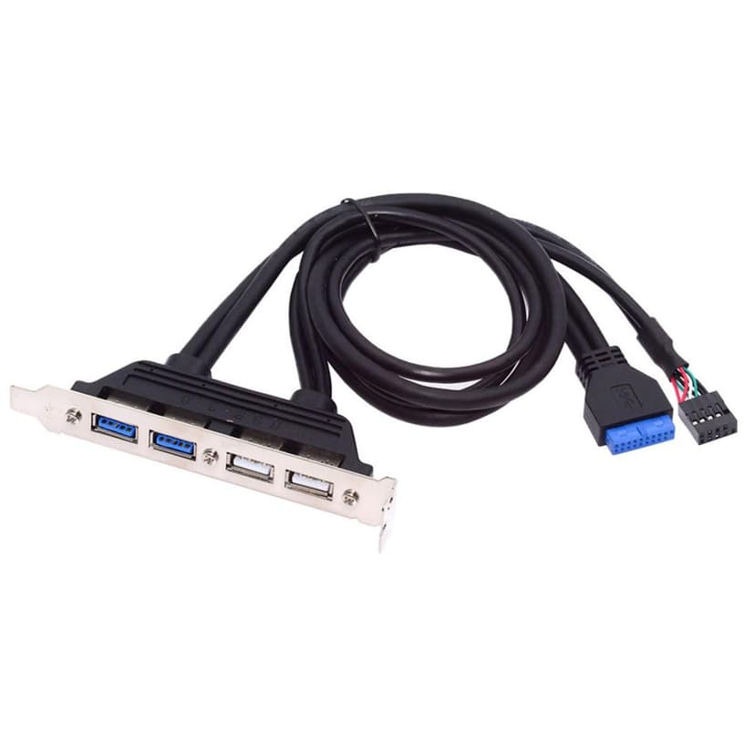 ChenYang USB Front Panel Header 9/10Pin & 19/20Pin to 2 USB 2.0 & 2 USB 3.0 Female Chassis Back Panel Port Extension Cable 0.5M with 12cm PCI-E Slot Bracket - 1