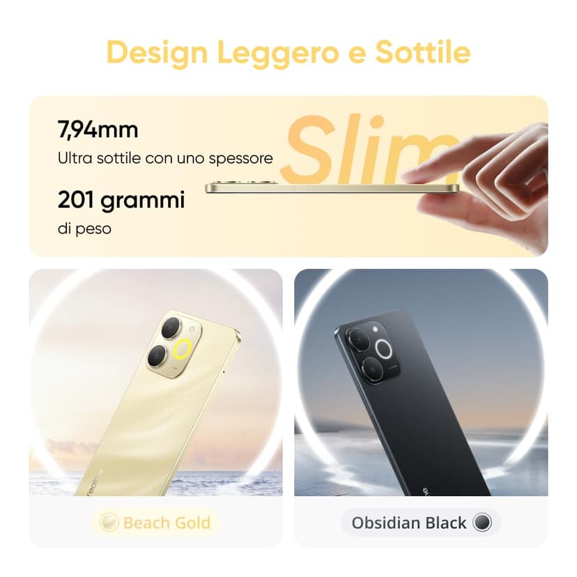 realme Note 70T Smartphone 4+128 GB, Batteria da 6.000 mAh, Ricarica rapida da 15 W con carica inversa da 6 W, 24 GB di RAM dinamica, Display con comfort visivo da 90 Hz, nero - 3