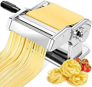 YASHE Machine à Pâtes Manuelle, 7 Épaisseurs Réglables, Machine à Pâtes en Acier Inoxydable avec Rouleau et Cutter, Machine à Pâtes Fraîches à Manivelle à la Main pour Spaghetti, Fettuccini, Lasagnes - 1