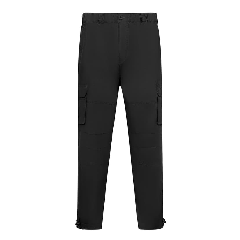 LBL Men's Summer Lightweight Cotton Breathable Multi Pockets Drawstring Adjustable Ankle Hiking Work Trousers, Black, XL - 3