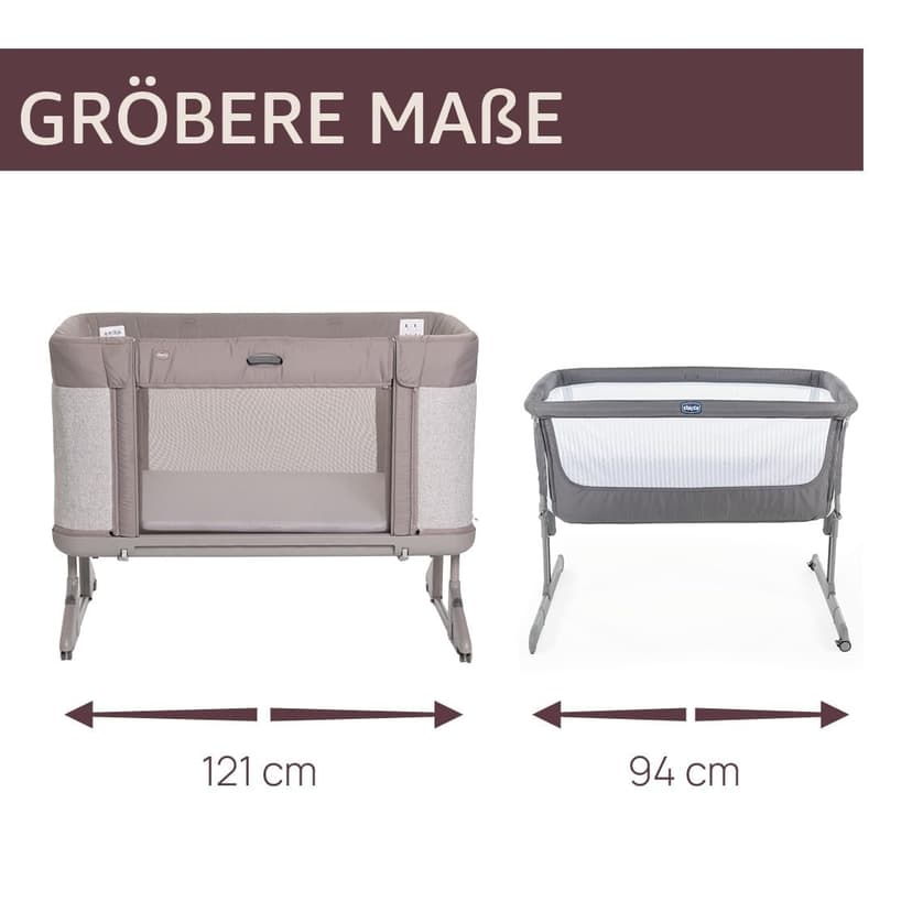 Chicco Next2Me Forever, Lit Bébé 3en1, Jusqu’à 4 Ans (22 Kg), Compatible avec Différents Lits, Berceau Bébé 3en1, Hauteur Réglable, Bonne Circulation de l'Air, 4 Roues, Matelas Inclus - 7
