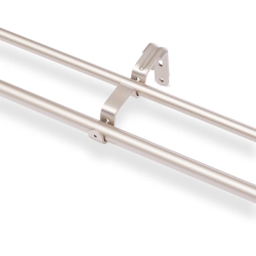 Amazon Basics Extendable Double Window Curtain Pole for Eyelet Curtains, 22 mm Diameter, 122 to 224 cm, Nickel - 2