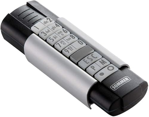 SOMMER Telecody+ handheld transmitter 868.95 MHz 12 command for SOMMER Gate Openers, S10212-00001, Black/Silver