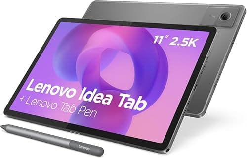 Lenovo Idea Tab 11 Inch Tablet 2.5K (MediaTek Dimensity 6300, 8GB RAM, 128GB UFS, 90Hz, 4 Speakers, Wi-Fi 5, Bluetooth 5.2, Android 15) - Moon Grey - Includes Tab Pen
