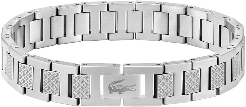 Lacoste Bracelet à Maillons pour Homme Collection METROPOLE en Acier Inoxydable Embelli avec Motif Petit Piqué - 2040117 - 1