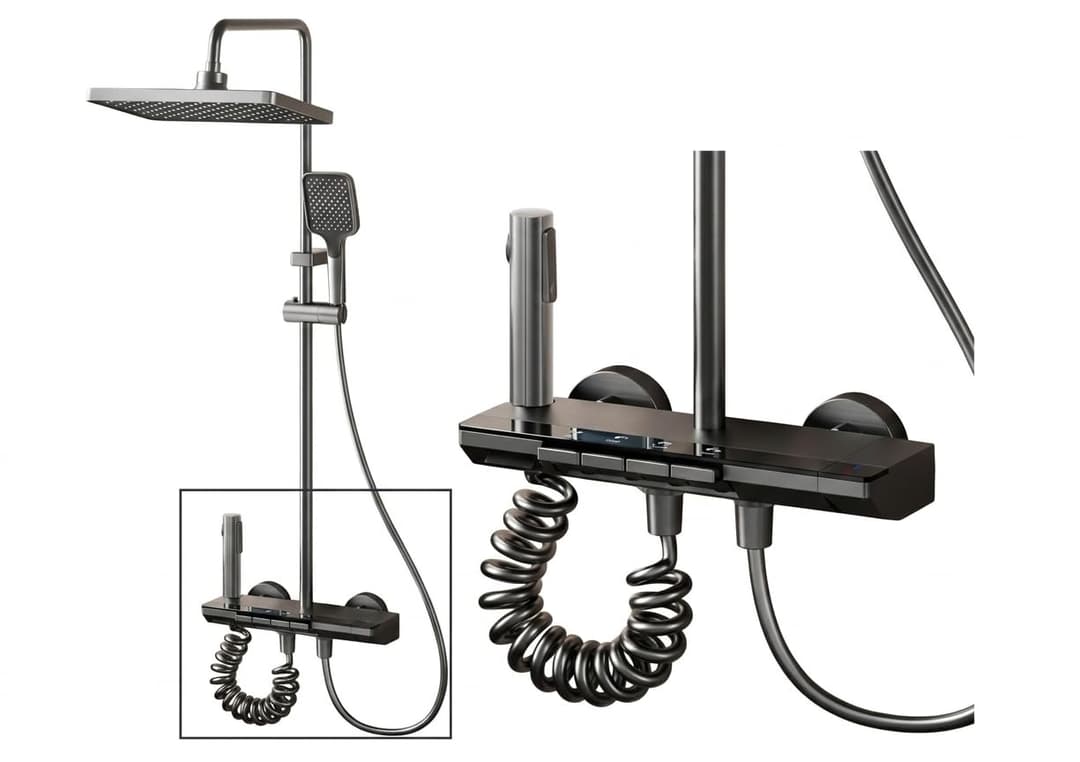 INEX EUROPA Colonne de Douche Noire Gris Titane avec Tête…