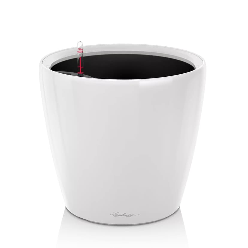 Lechuza Self Watering Plant Pot CLASSICO 35 LS Garden Flower Indoor and Outdoor Plastic Planter with Drainage Hole D35 H33 cm White High-Gloss - 1