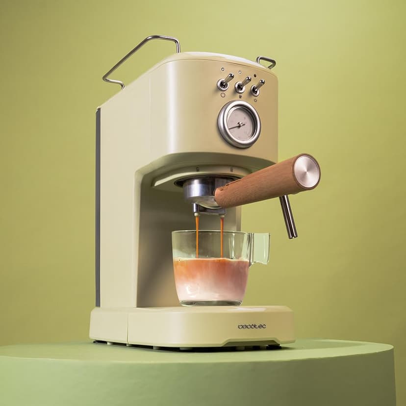 Cecotec Compact Espresso Machine Power Espresso 20 Retro Green. 1100 W, 20 bar, Adjustable steam pipe, Double outlet arm and 2 filters, 1.25 liters - 5
