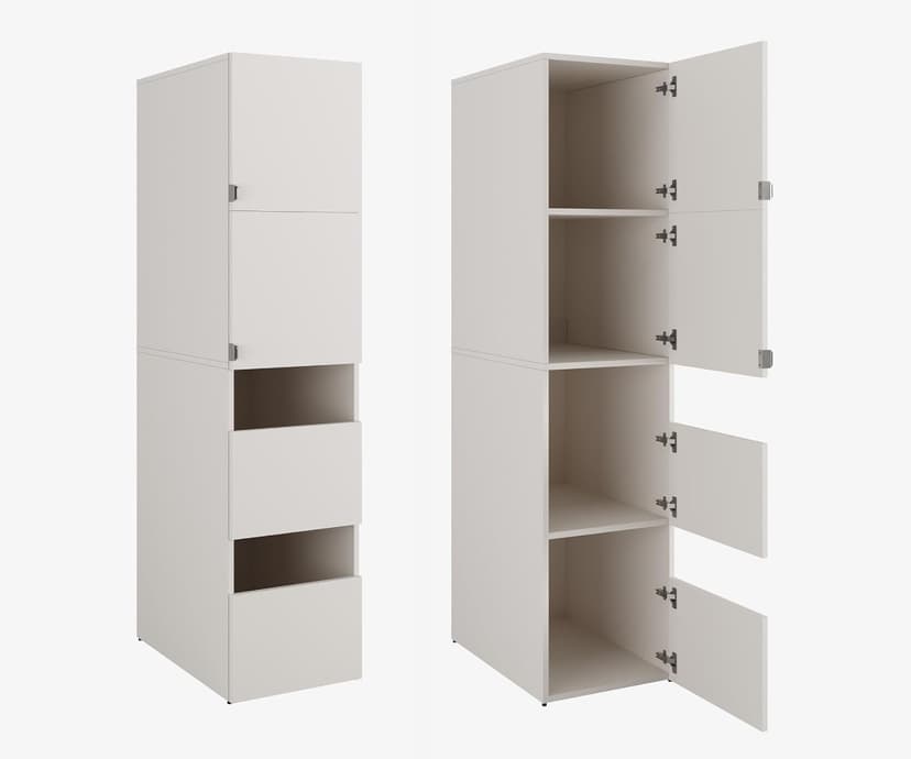 PLATAN ROOM Armadio alto Armadio da bagno Beatrice 187 x 45 x 65 cm Armadio per biancheria Scaffale da bagno Armadio per il bagno (Bianco, 45 cm di larghezza) - 1