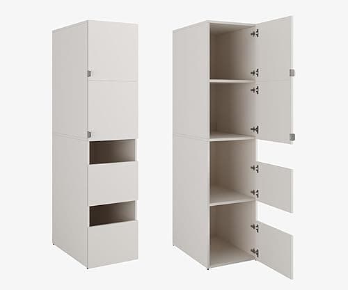 PLATAN ROOM Armadio alto Armadio da bagno Beatrice 187 x 45 x 65 cm Armadio per biancheria Scaffale da bagno Armadio per il bagno (Bianco, 45 cm di larghezza)