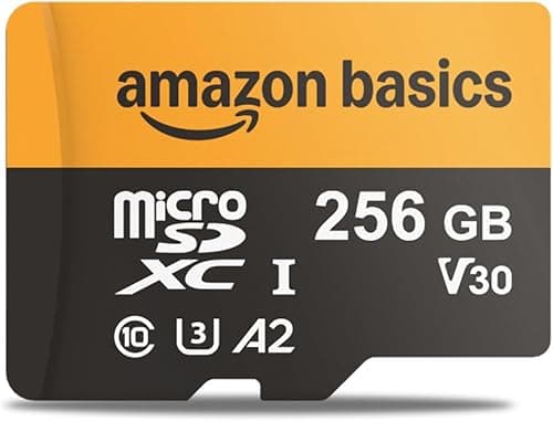 Amazon Basics Carte microSDXC 256 Go avec Adaptateur, Vitesse de Lecture jusqu’à 200 Mo/s, Lot de 1