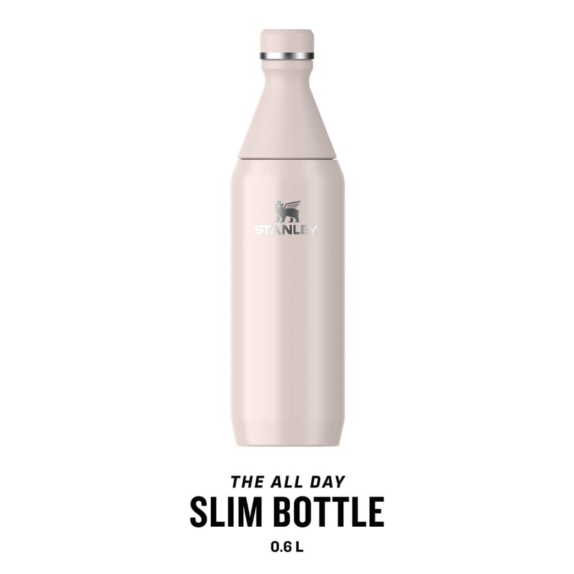 Stanley 1913 All Day Slim Gourde Isotherme 0.6L - Froid Pendant 6 Heures - Glacé Pendant 11 Heures - Acier Inoxydable Recyclé Sans BPA - Étanche - Bouteille D'Eau Compacte - Rose Quartz - 3