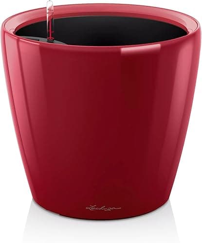 Lechuza Self Watering Plant Pot CLASSICO 43 LS Garden Flower Indoor and Outdoor Plastic Planter with Drainage Hole D43 H40 cm Red High-Gloss