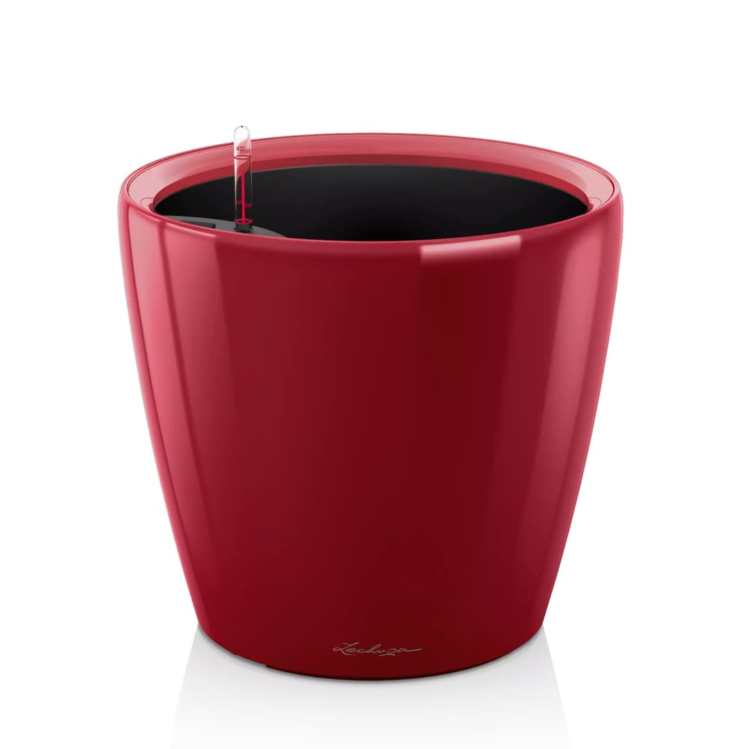 Lechuza Self Watering Plant Pot CLASSICO 43 LS Garden Flower Indoor and Outdoor Plastic Planter with Drainage Hole D43 H40 cm Red High-Gloss