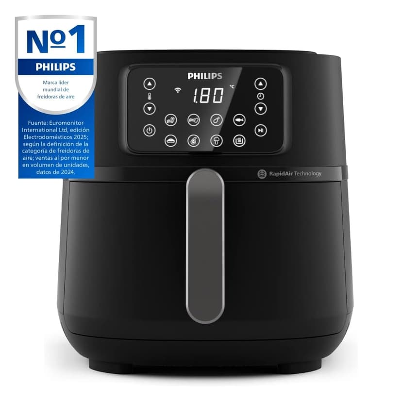 Philips Air Fryer Series 5000 7.2L Connected - 16 Cooking Functions, XXL Size 7.2L/1.4kg, RapidAir Technology, -90% Fat, Touch Screen, Easy to Clean, Black (HD9285/90) - 2