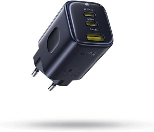 Baseus Picogo Chargeur USB C 67W pour iPhone 17, Mini Adaptateur Secteur USB C à 3 Ports, Rapide GaN Charger PD avec PPS, Compatible avec iPhone 16-8, MacBook, iPad, Ordinateur Portable, Galaxy