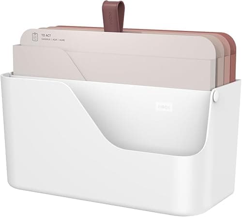 Rotho MyPaper Inbox My Paper Plus Organiseur de documents en plastique (PP) sans BPA, blanc/rouge, 36,4 x 16,8 x 31,7 cm