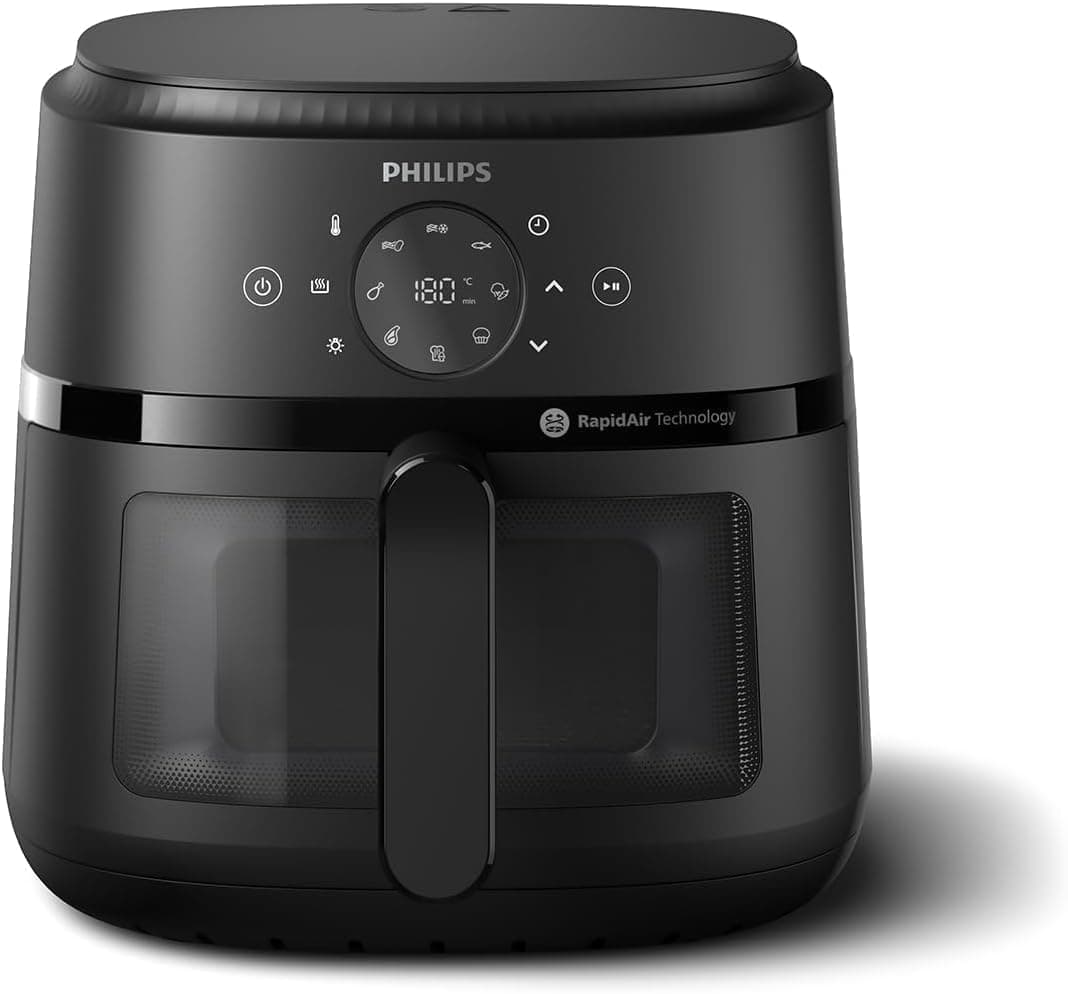 Philips Airfryer 2000 Series 6.2L - 1700W Power, Cooking Window, RapidAir Technology, Digital Touch Screen, 13 Cooking Options, Up to 90% Less Fat, Black (NA230/00)