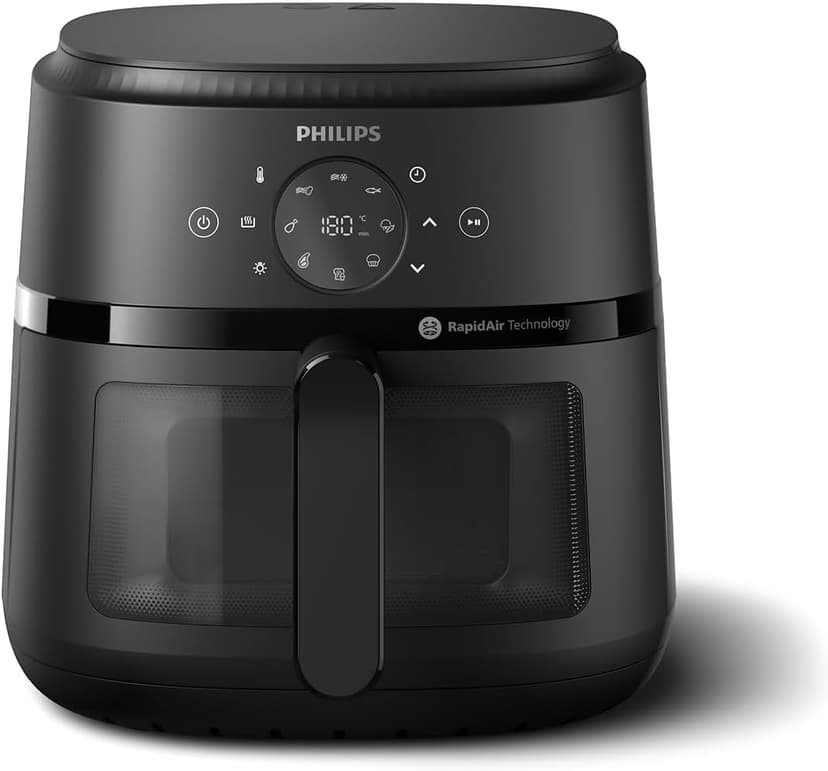 Philips Airfryer 2000 Series 6.2L - 1700W Power, Cooking Window, RapidAir Technology, Digital Touch Screen, 13 Cooking Options, Up to 90% Less Fat, Black (NA230/00) - 1