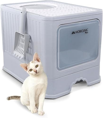 Mobiclinic® Pets, Bac à litière pour Chats Couvert, Tiroir Amovible, Inclus Une Pelle, Catbox, Double entrée Frontale et supérieure avec Couvercle, Grille, Démontable