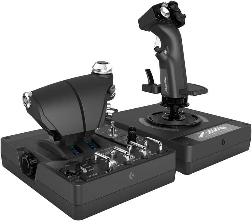 Logitech G X56 H.O.T.A.S Controller with RGB Acceleration and Lever, 6 Degrees of Freedom, 4 Spring Options, 189 Programmable Controls, RGB, 2 USB, Black - 1