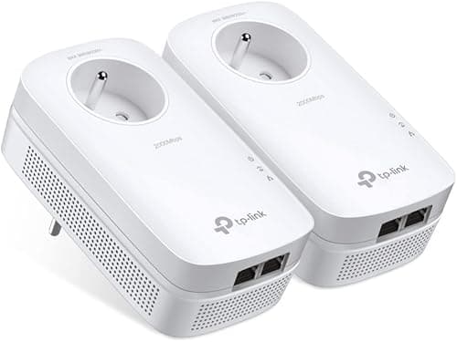 TP-Link 2000Mbps Powerline with 2 Gigabit Ethernet Ports and Integrated Socket, 2 Powerline Kit - Perfect Solution for Enjoying Multi-TV Service at Home -TL-PA9025P KIT (EN)