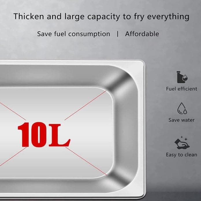 Friteuse à Gaz GPL En Acier Inoxydable Commerciale, Professionnelle Friteuse à Gaz Avec Panier Et Couvercle, Puissance De Feu Réglable Adaptée Au Poulet Frit Et Aux,Triplecylinder10L+10L+10L - 6