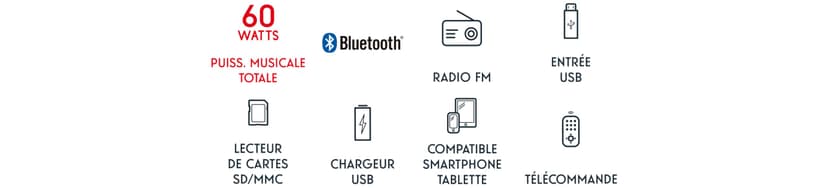 THOMSON Tour de Son Bluetooth avec Lecteur CD, Enceinte Colonne Hifi 60W, Radio FM, Port Aux et USB, MP3 et Affichage LED - Noir - DS120CD - 7