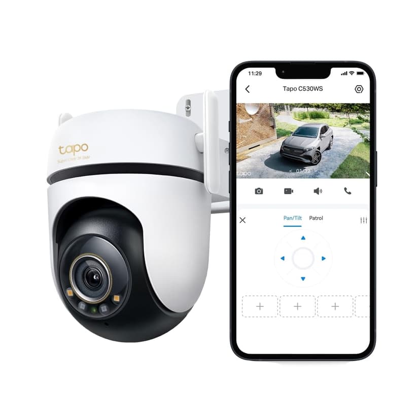 Tapo C530WS 360° Outdoor Surveillance Camera, 3K 5MP, Starlight Colour Night Vision, AI Detection, Motion Tracking, WiFi or Ethernet, MicroSD Card up to 512GB - 1