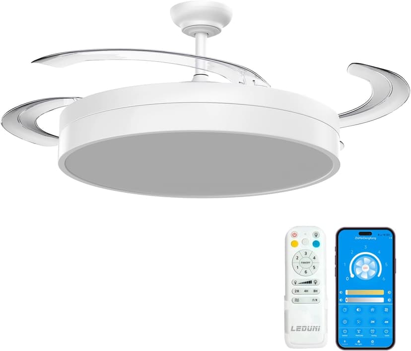 Fan with Light LED Lamp 72W Invisible Ultra Quiet Fan with Remote Control and Retractable Blades Φ52*H40cm Decoration Light Cold/Neutral/Warm Indoor Ceiling Light - 1