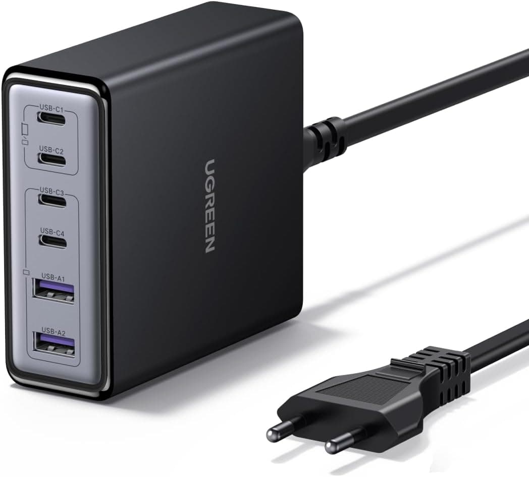 UGREEN 100W USB C Charger 6 Port Charging Pad 65W GaN Power Supply PPS Fast Charger Multi Compatible with MacBook Pro/Air, iPhone 17-8 Series, Galaxy S25, S24, A15, Pixel 9, iPads