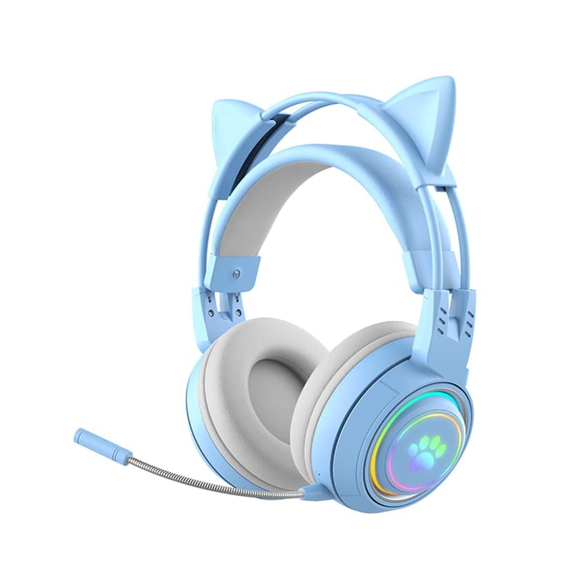 RGB Cat Ear Headphones,Bluetooth 5.3 Stereo Gaming Headset Over Ear Wireless Earphones with 50MM Driver/Detachable Mic/Elk Ears for Kids Adults - 1