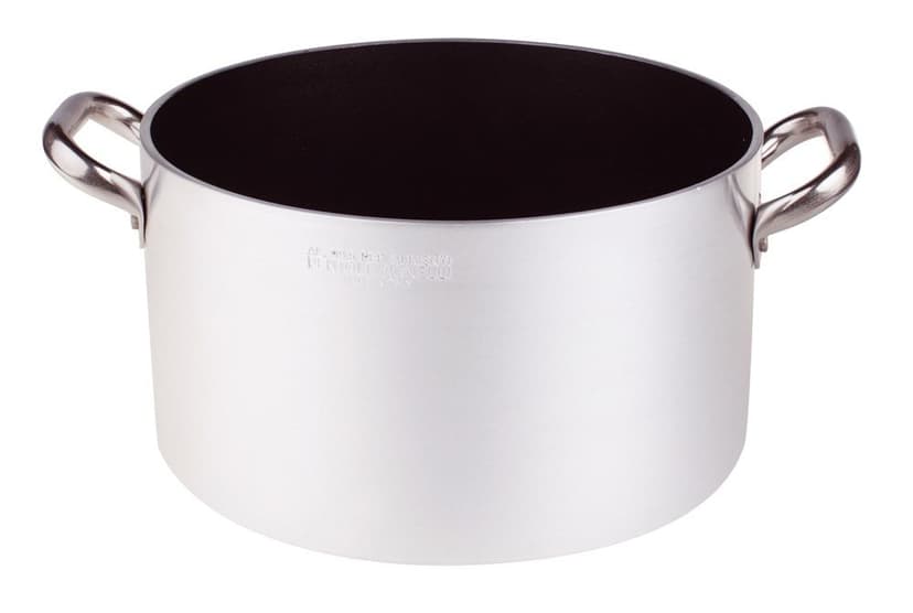 Pentole Agnelli Aluminium Anti - Adherent Professional 5 Mm. Deep Platinum Saucepot With 2 Handles, 3.49 Litre, Colour - Silver/Black - 1