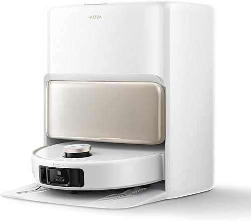Mova V50 Ultra Complete Robot aspirateur et laveur à vidage automatique avec aspiration de 24000 Pa,lavage thermique des sols avec système DuoSolution,navigation FlexiScope et système StepMaster Blanc