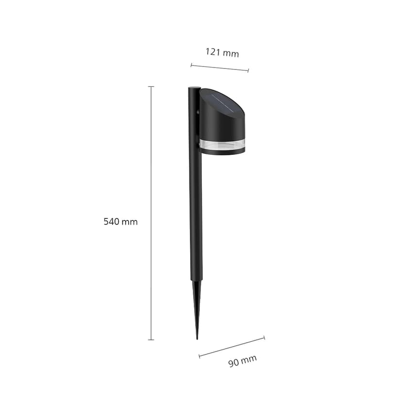 Philips Lighting Vynce Outdoor Solar wall Light, Round, 1.5W, 2700K, Black, IP44 Weatherproof - 3