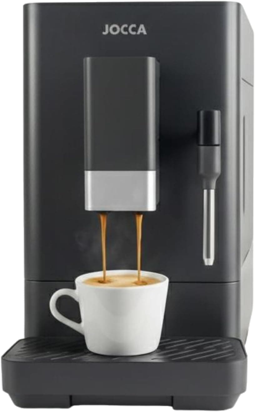 Jocca - Superautomatic Coffee Maker 20 Bars, 1350W, 1.5L Reservoir, 15 Levels Integrated Grinder, Milk Steamer, Espresso Functions, Double Espresso and American, Self-Cleaning System - 1