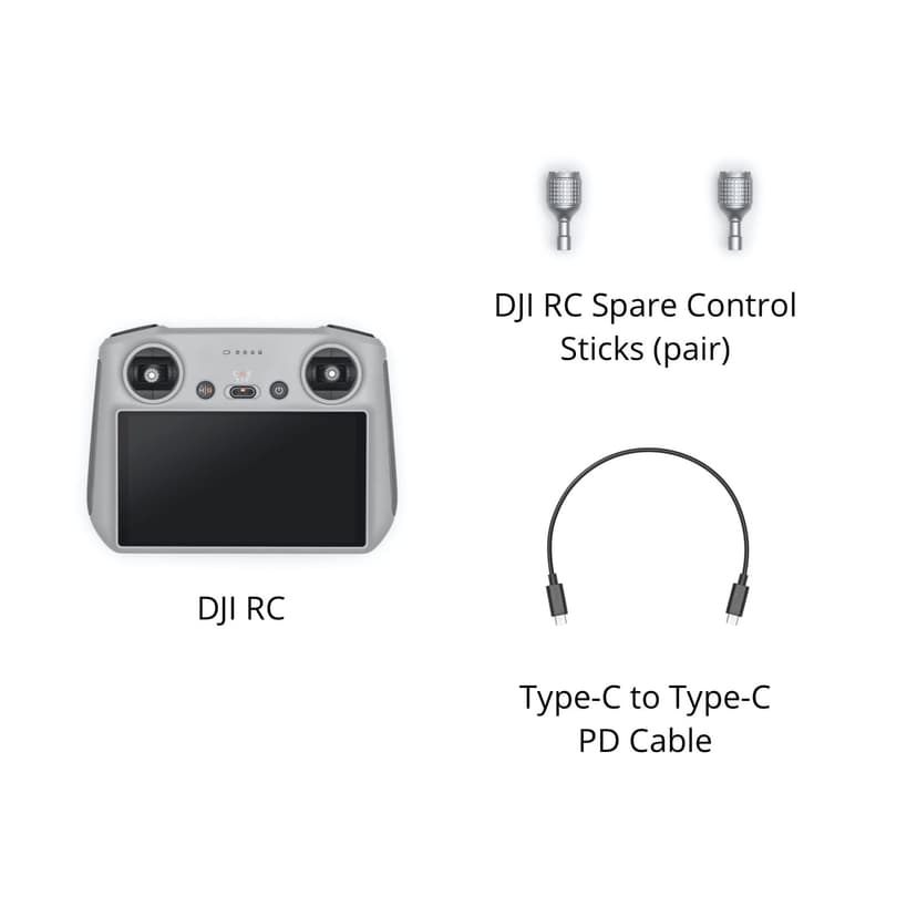 DJI RC - Remote Controller, Lightweight Body, FHD Screen, 4hr Battery, Precision Control Sticks, O3+ Transmission - 6