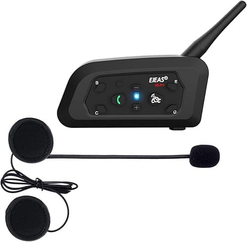 Lemnoi V6 Pro Bluetooth Intercom Headset for Motorcycles, Communicator for Helmet, IPX5 Waterproof and Intercom Between 6 Motorcyclists