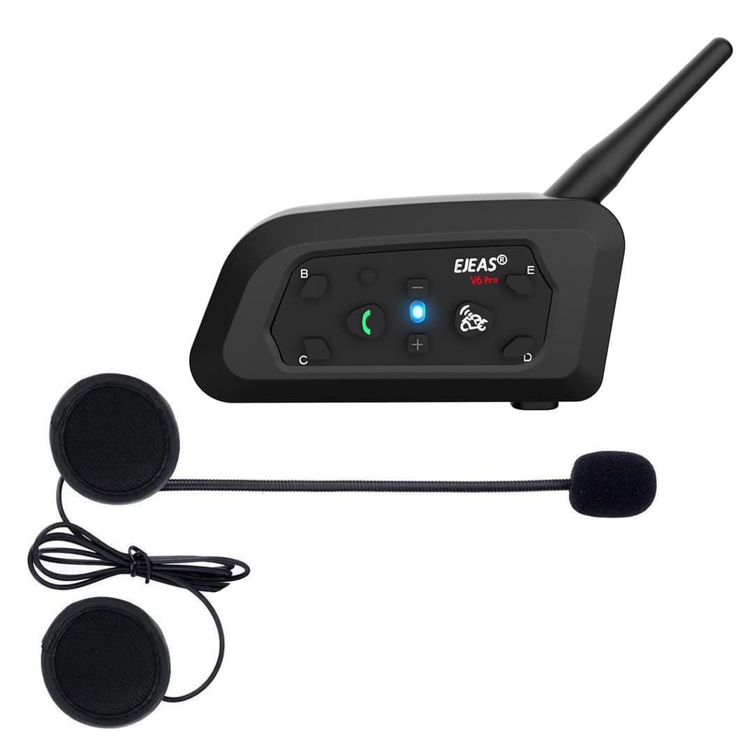 Lemnoi V6 Pro Bluetooth Intercom Headset for Motorcycles, Communicator for Helmet, IPX5 Waterproof and Intercom Between 6 Motorcyclists