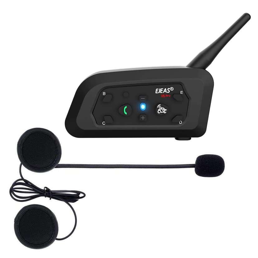 Lemnoi V6 Pro Bluetooth Intercom Headset for Motorcycles, Communicator for Helmet, IPX5 Waterproof and Intercom Between 6 Motorcyclists - 1