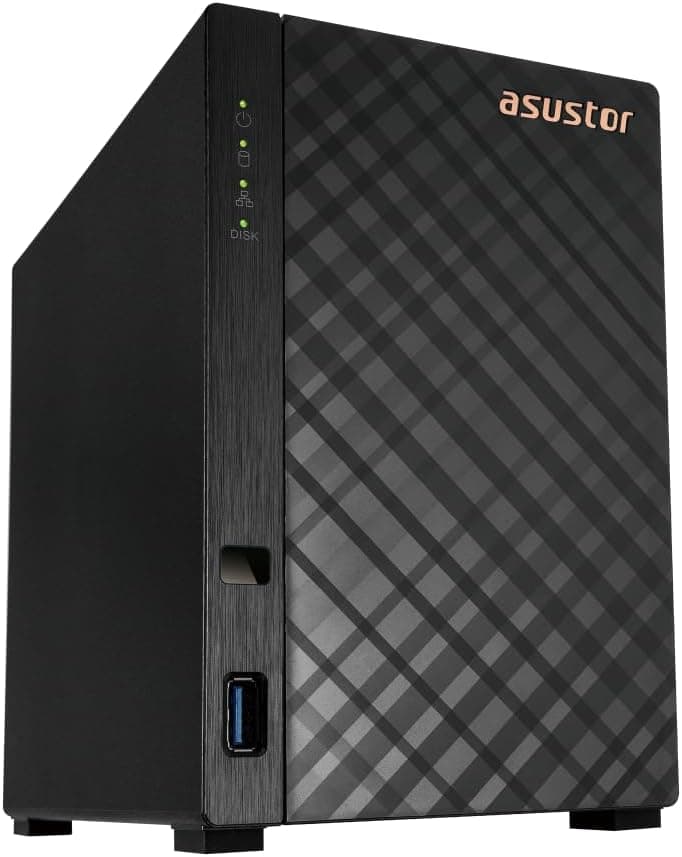 Asustor Drivestor 2 Gen 2 AS1202T, 2 Bay NAS, Quad-Core 1.7GHz CPU, 2.5GbE Port, 1GB DDR4, 3 USB 3.0, Network Attached Storage for Personal and Home Cloud Backup (Diskless) - 1