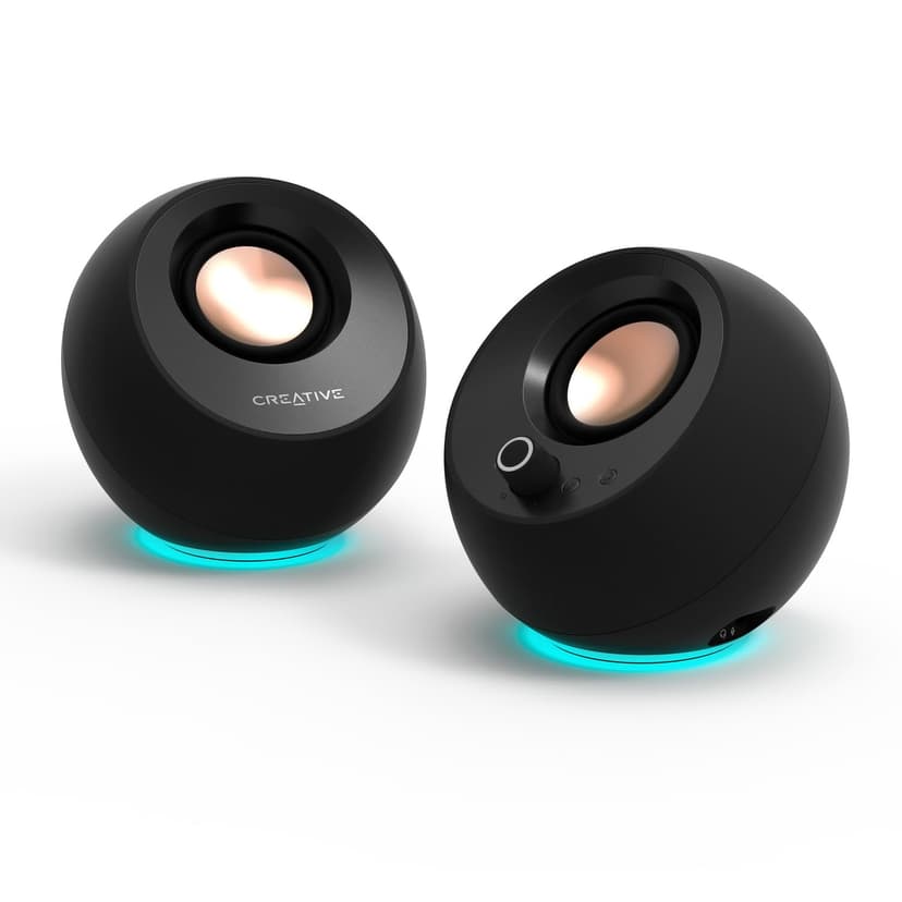 CREATIVE Pebble Pro Minimalist 2.0 USB-C Computer Speakers with Bluetooth 5.3 and Customizable RGB Lighting, Clear Dialog and BassFlex Tech, USB Audio, Headset Port, for PC and Mac - 1