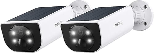 AOQEE Security Camera Outdoor Wireless Solar - 2K CCTV Camera Systems, Battery Operated Home/House Security, PIR Detection, IP65, Colour Night Vision, TF card/Cloud Storage, S1